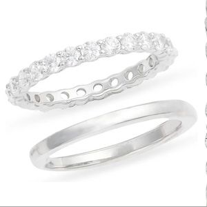 Nordstrom Set of 2 Band & Pavé Ring Sterling Silver
